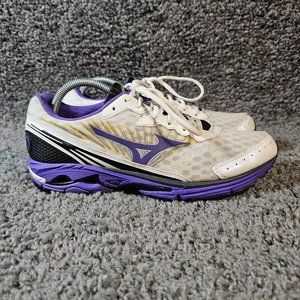 Mizuno Wave Rider 16 Shoes Womens 11 White Purple Low Top Running Lace Up